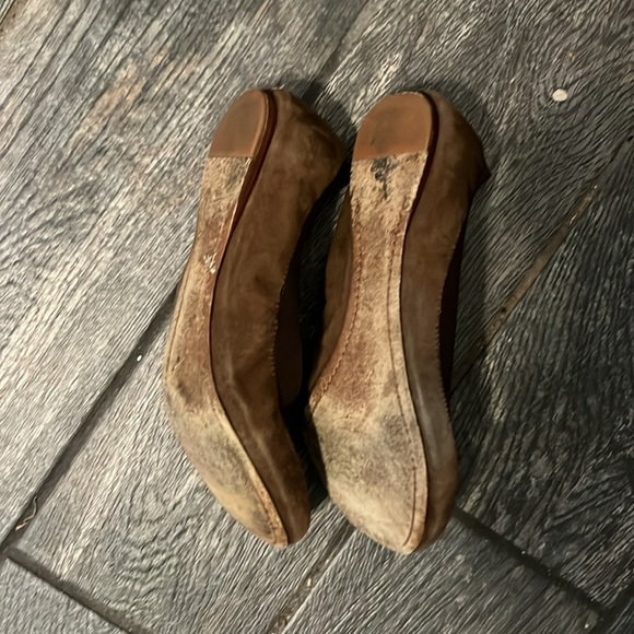 TORY BURCH Caroline Elastic Ballerina Flats brown suede ballet shoes - Picture 3 of 4